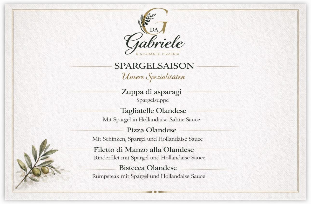 Saisonkarte Spargelsaison – Da Gabriele Melle